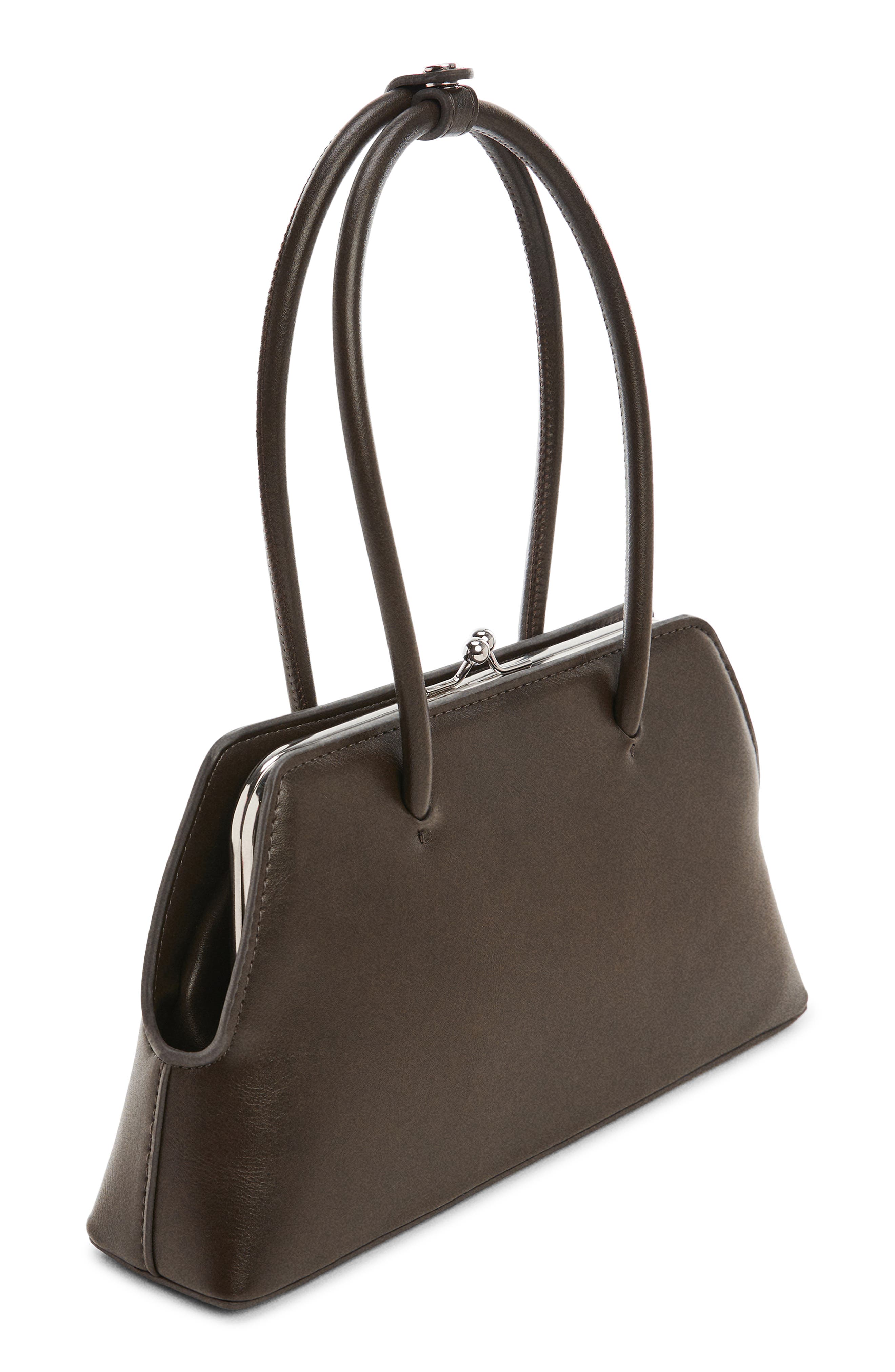 MANGO Faux Leather Frame Top Handle Bag, Alternate, color, 