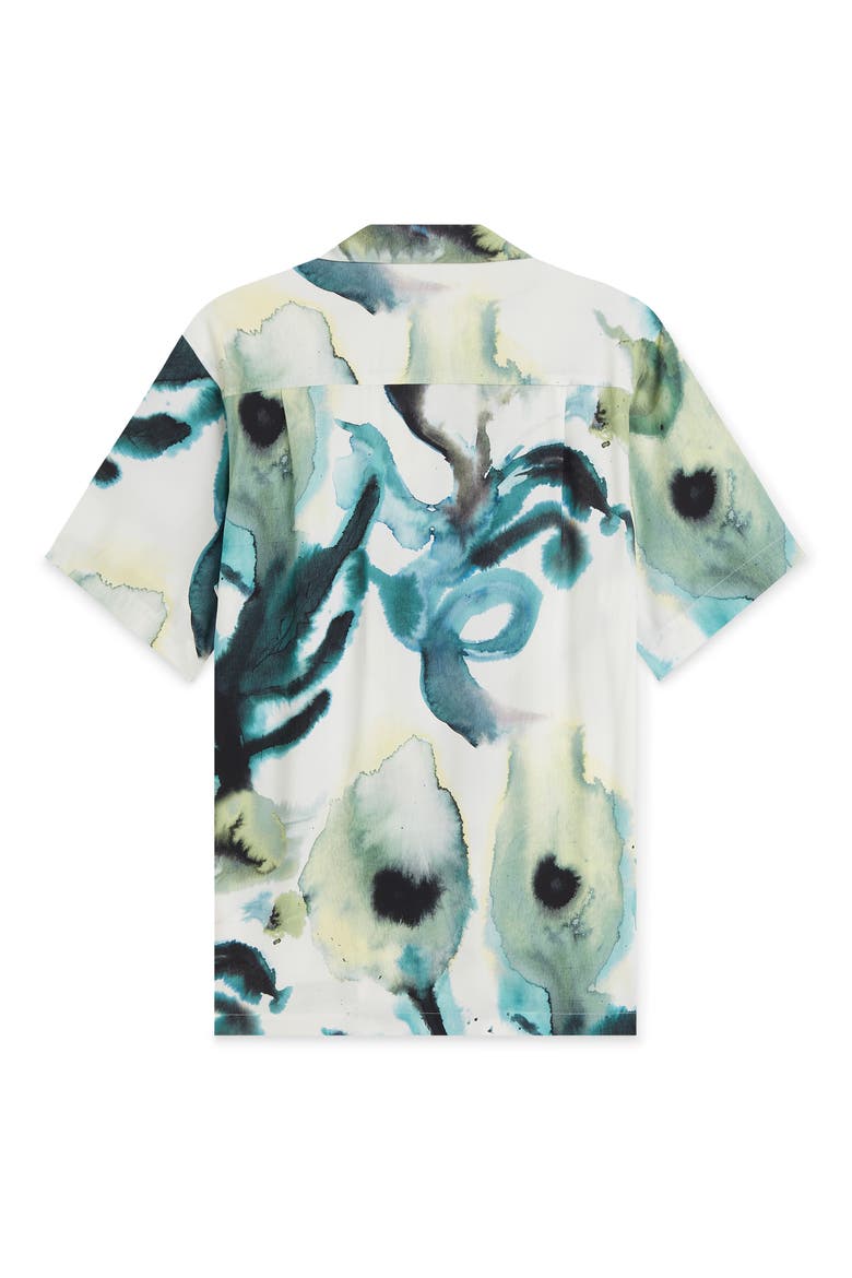Watercolor Floral Short Sleeve Viscose Shirt, Alternate, color, WATERCOLOR FLOWER BALSAM GREEN