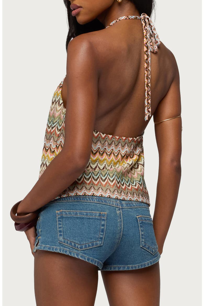 Kelsie Zigzag Open Knit Halter Top, Alternate, color, MULTI