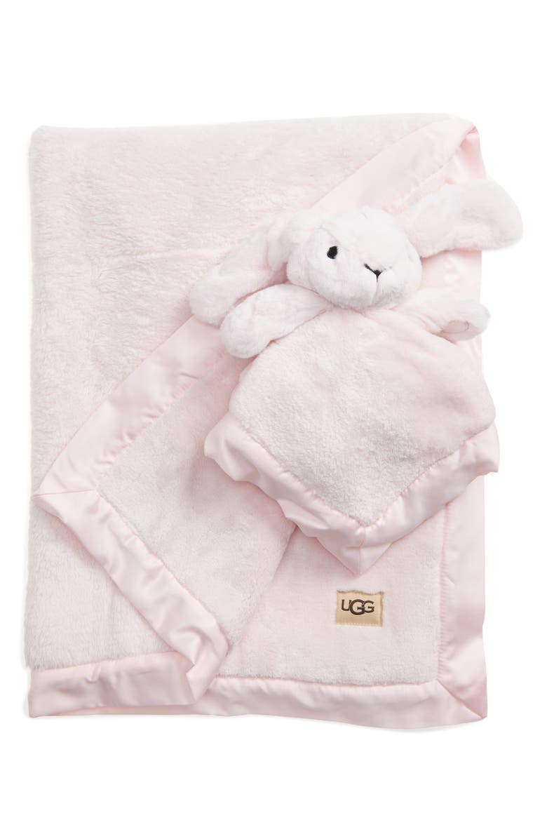 UGG<sup>®</sup> Bunny Lovey & Blanket Set, Main, color, Pink Shell