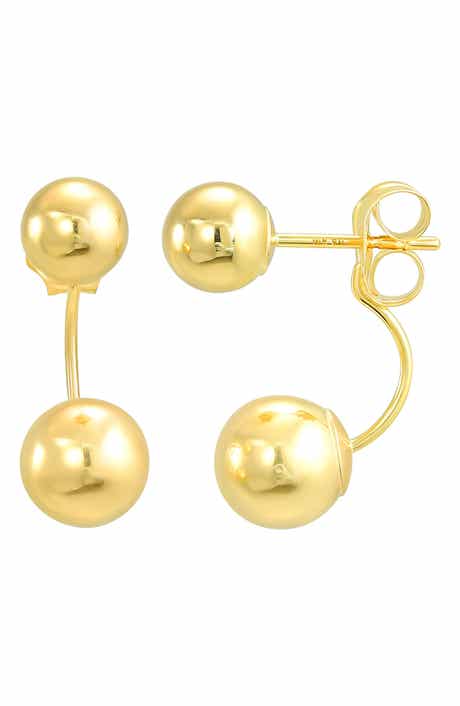 CANDELA JEWELRY 10K Gold Ball Front/Back Stud Earrings