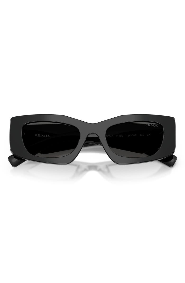 Prada 51mm Rectangular Sunglasses, Alternate, color, Black / Dark Grey
