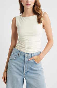 Open Edit Boat Neck Sleeveless Top