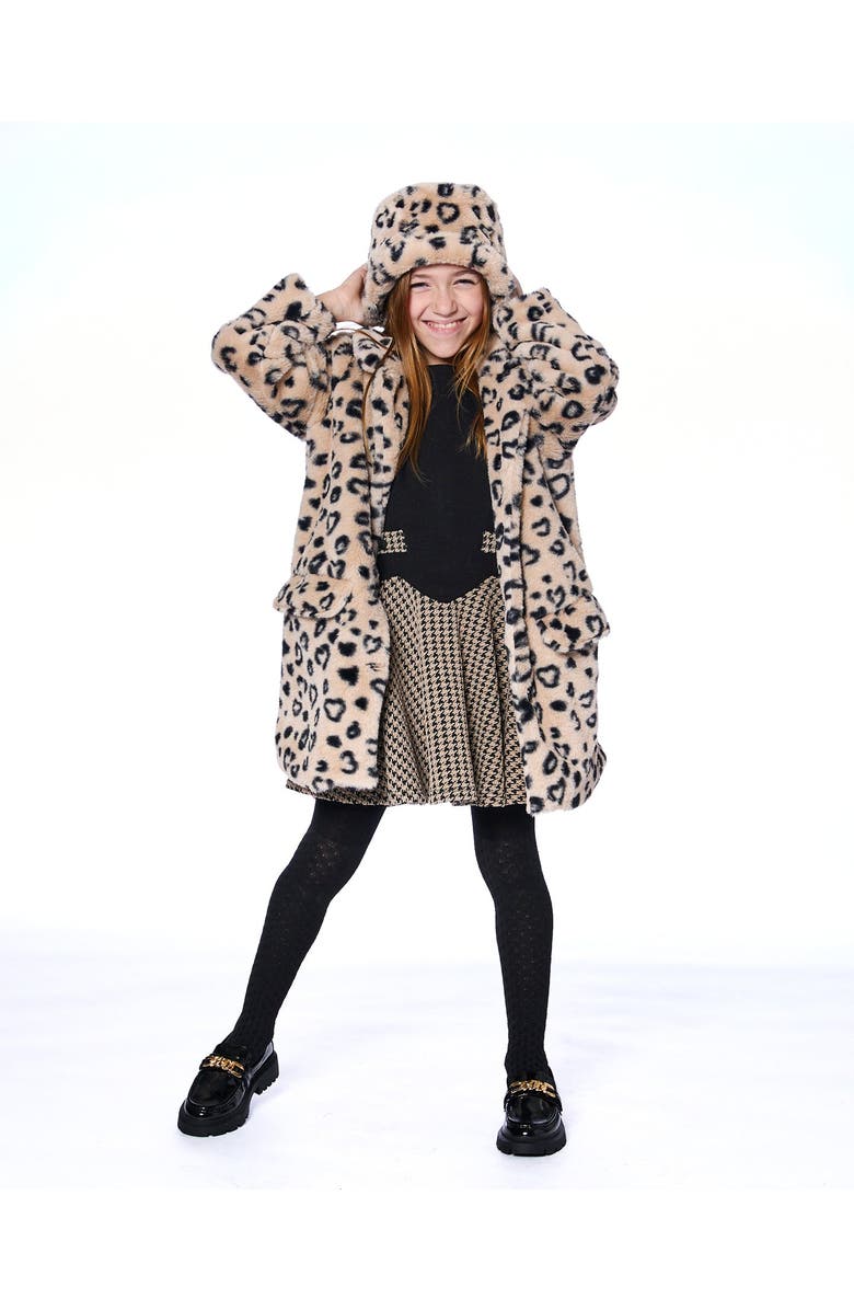 Deux par Deux Fake Fur Bucket Hat, Main, color, Black And Beige