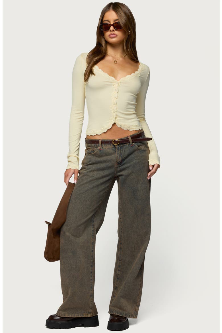 Gayle Lace Crop Top, Alternate, color, LIGHT-YELLOW