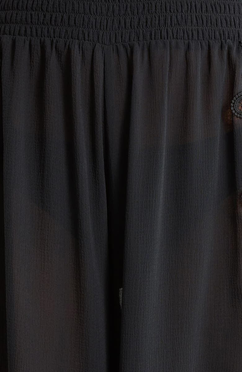 Ramy Brook Athena Lace Semisheer Split Hem Wide Leg Cover-Up Pants, Alternate, color, Black