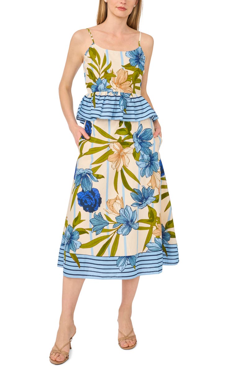 Halogen<sup>®</sup> Peplum Border Tank, Alternate, color, Eggnog