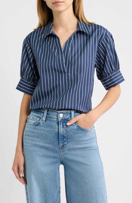 The Stripe Cotton Popover Top