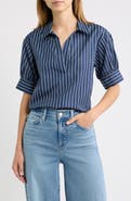 FRAME The Stripe Cotton Popover Top