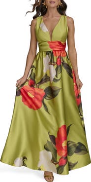 Donna Karan New York Floral Print Sleeveless A-Line Dress