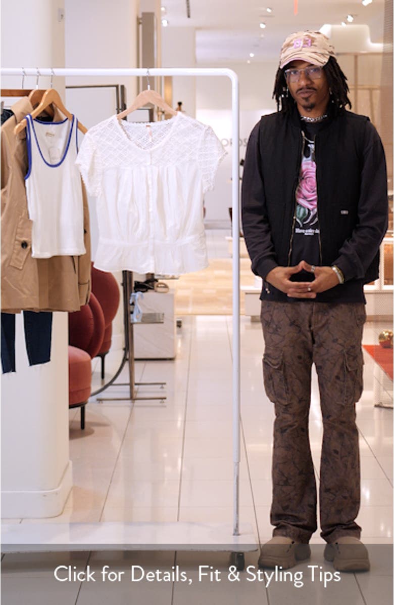 Gemma Embroidered Button-Up Babydoll Top, sales video thumbnail