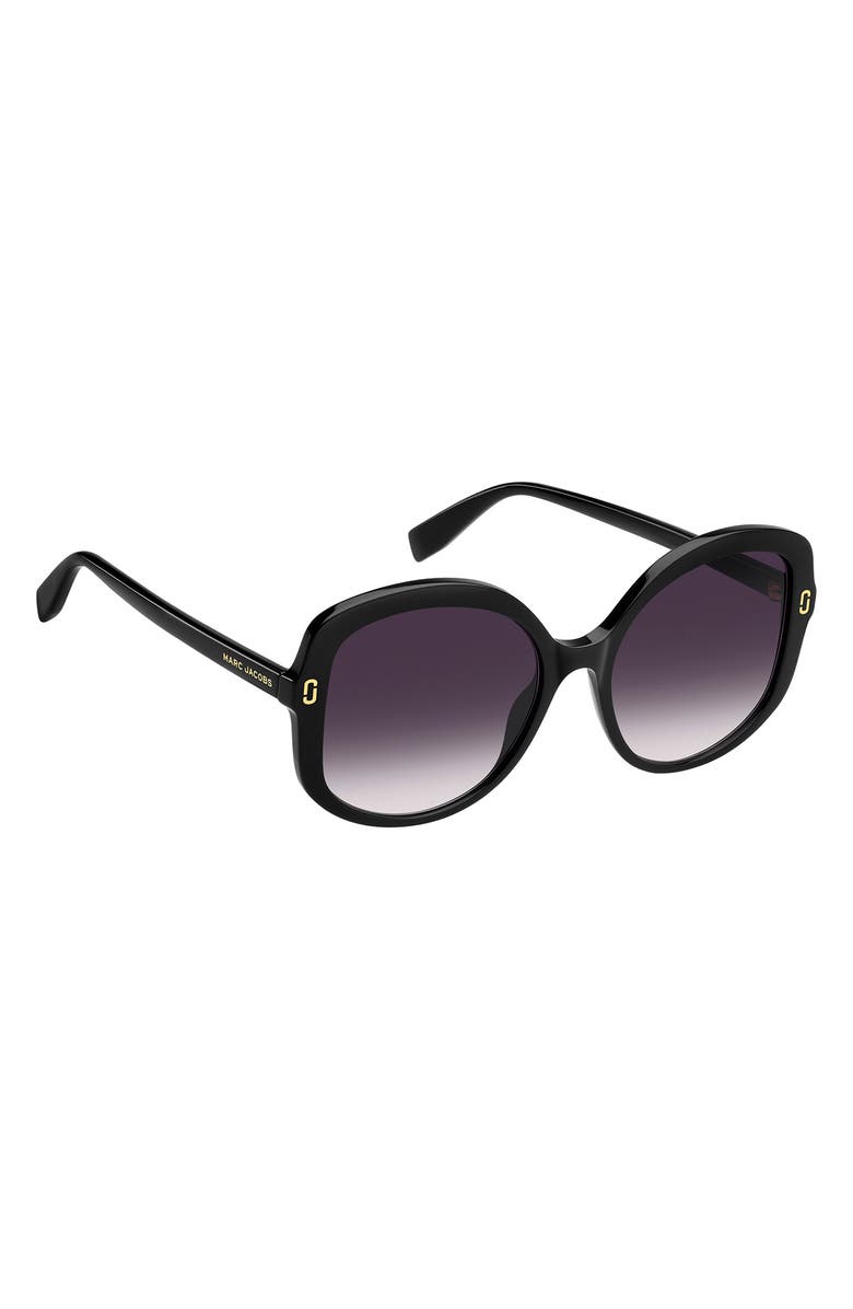Marc Jacobs 56mm Gradient Round Sunglasses, Alternate, color, Black/ Grey