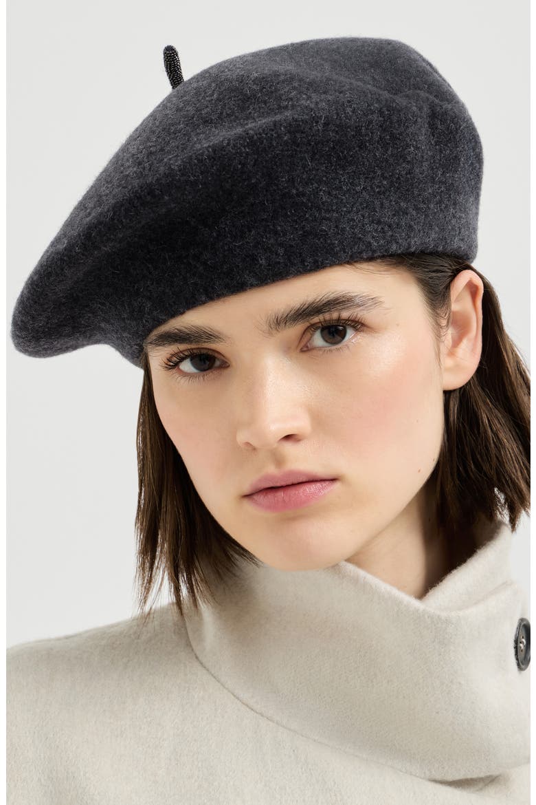 Wool beret, Alternate, color, Lignite
