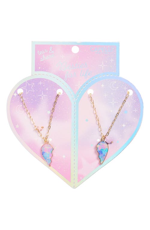 Shop Capelli New York Kids' Best Friends Galaxy Heart Necklace Set In Purple Multi