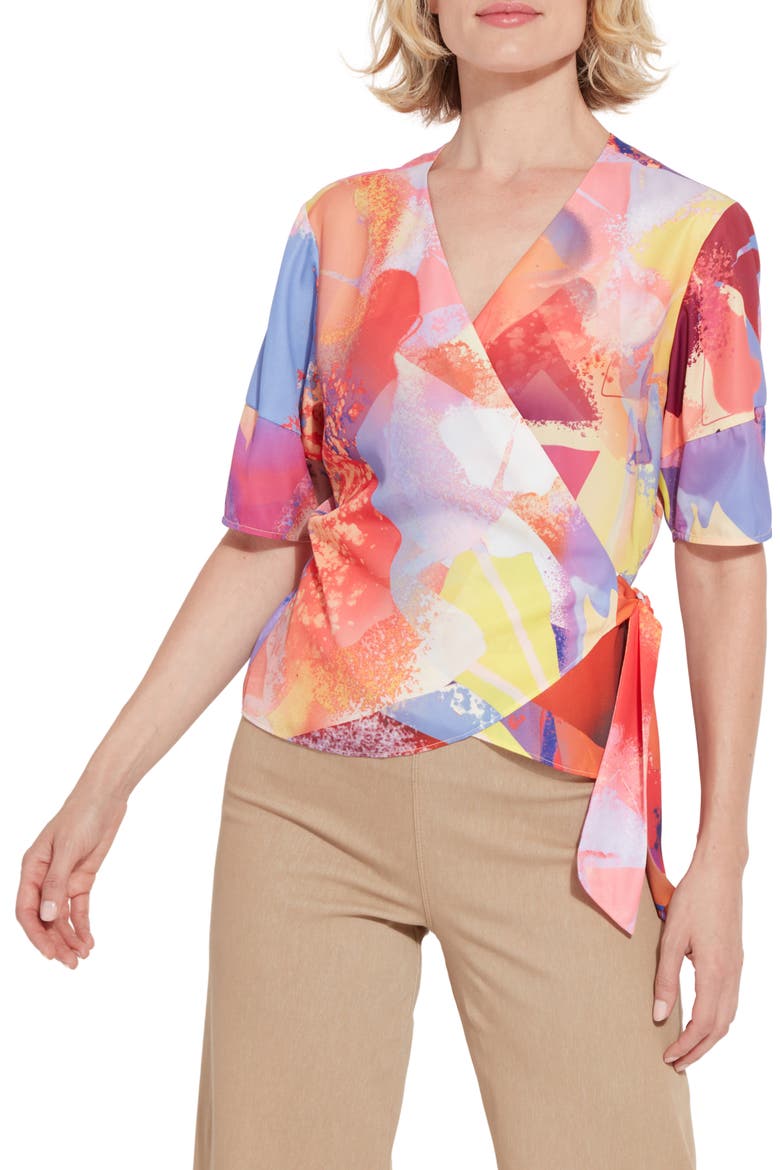 Juno Front Tie Wrap Top, Main, color, ZESTY SHADES