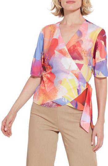 Lyssé Juno Front Tie Wrap Top In Zesty Shades
