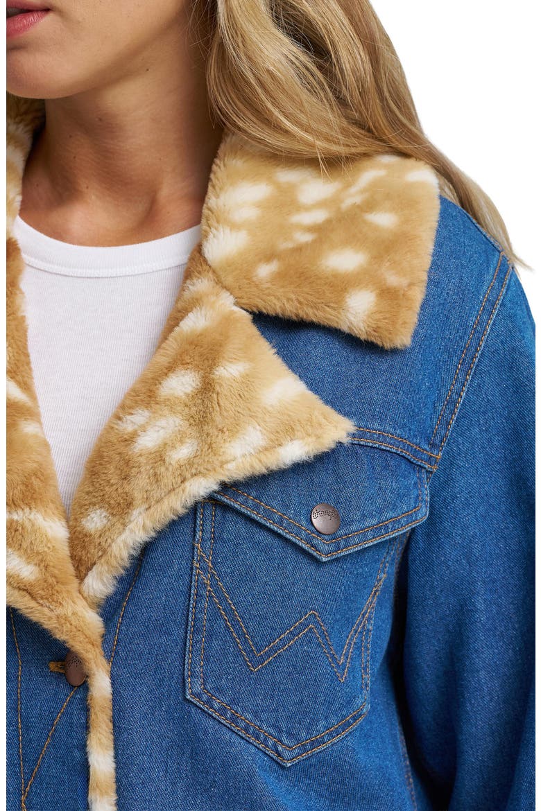 Faux Fur Lined Denim Coat, Alternate, color, CAVIAR CLASSIC