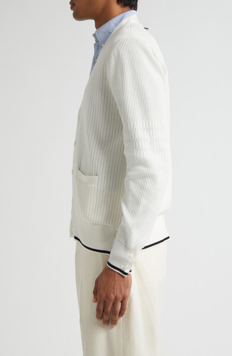 Thom Browne Mixed Stitch Cotton Cardigan, Alternate, color, 