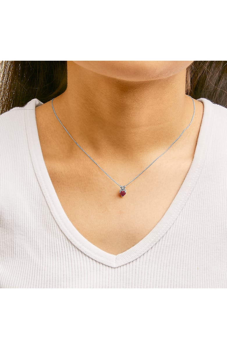 Haus of Brilliance 14K Gold 5X5 MM Heart Shaped Gemstone Solitaire Pendant Necklace, Alternate, color, Red Ruby | White