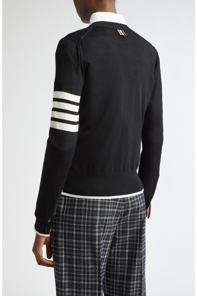 4-Bar Virgin Wool Cardigan, Alternate, color, BLACK