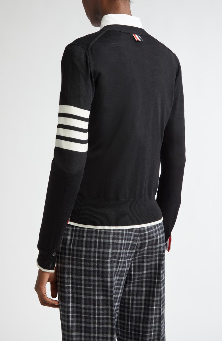 Thom Browne 4-Bar Virgin Wool Cardigan, Alternate, color,