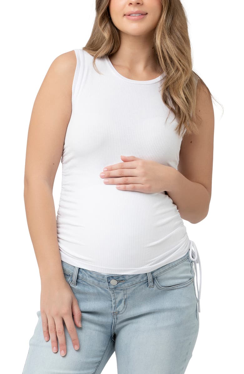 Ripe Maternity Jodie Ruched Rib Tank, Main, color, White