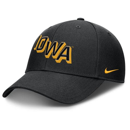 Nike Black Iowa Hawkeyes Slanted Primetime Rise Performance Adjustable Hat In Black