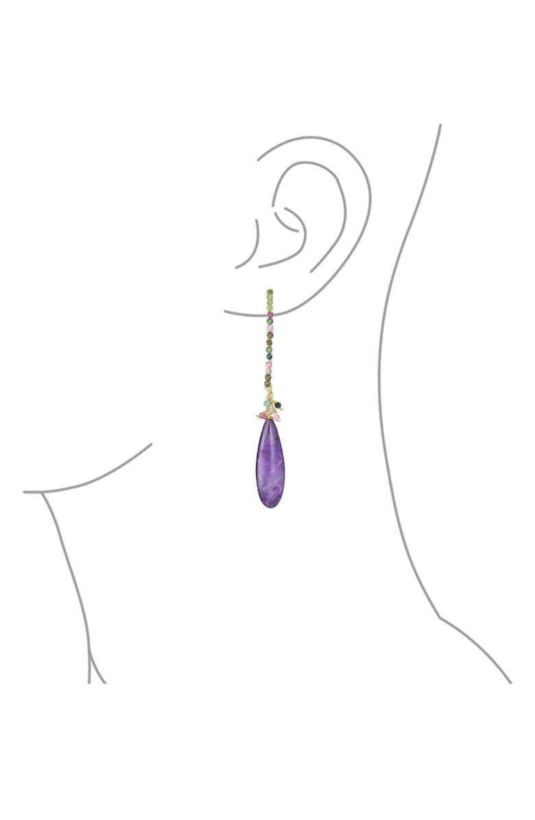BLING JEWELRY Cluster Teardrop Earrings, Alternate, color, Purple