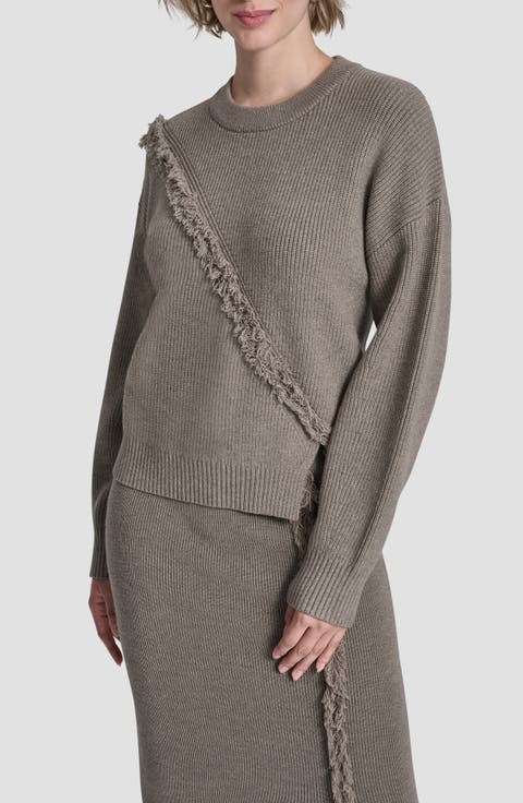 Fringe Detail Rib Sweater