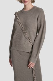 DKNY Fringe Detail Rib Sweater