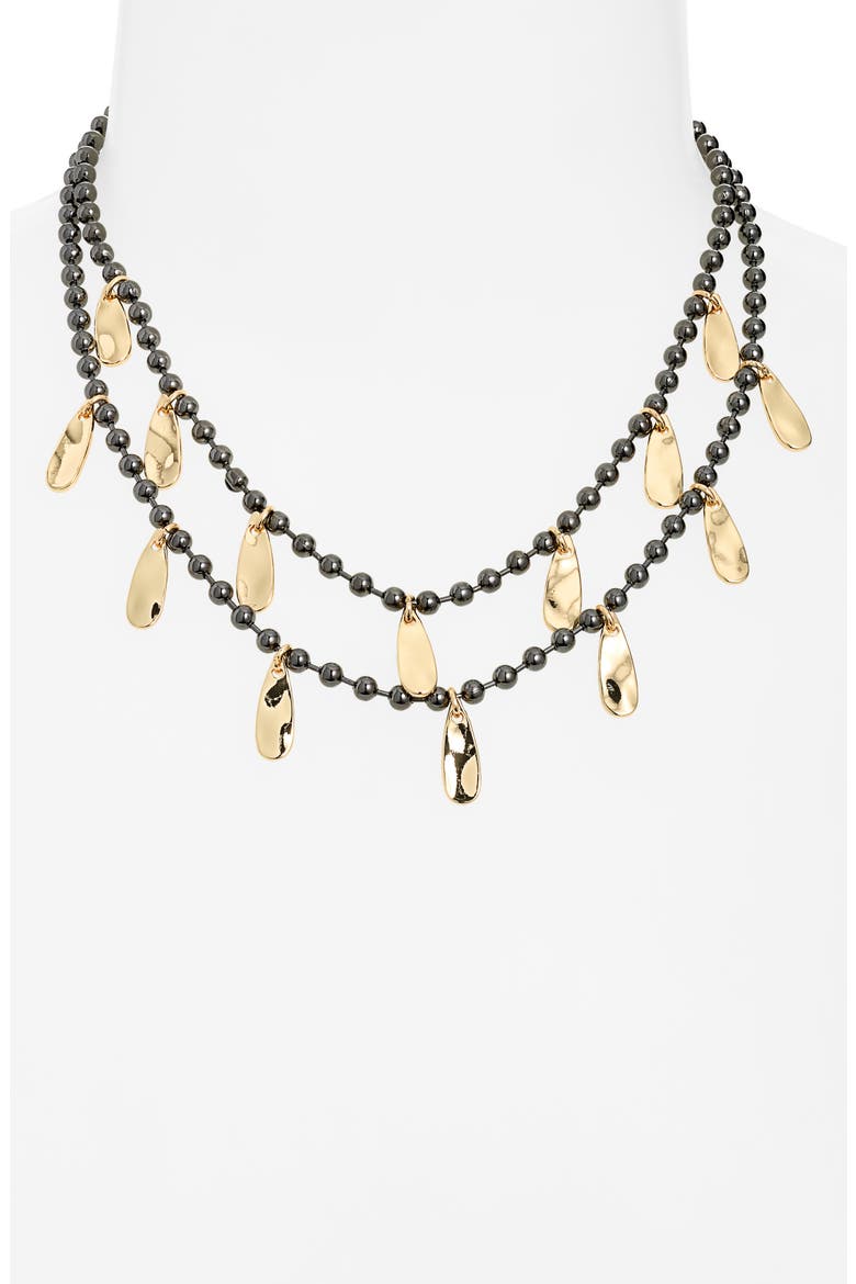 Layered Drops Ball Chain Necklace, Alternate, color, SILVER- GOLD