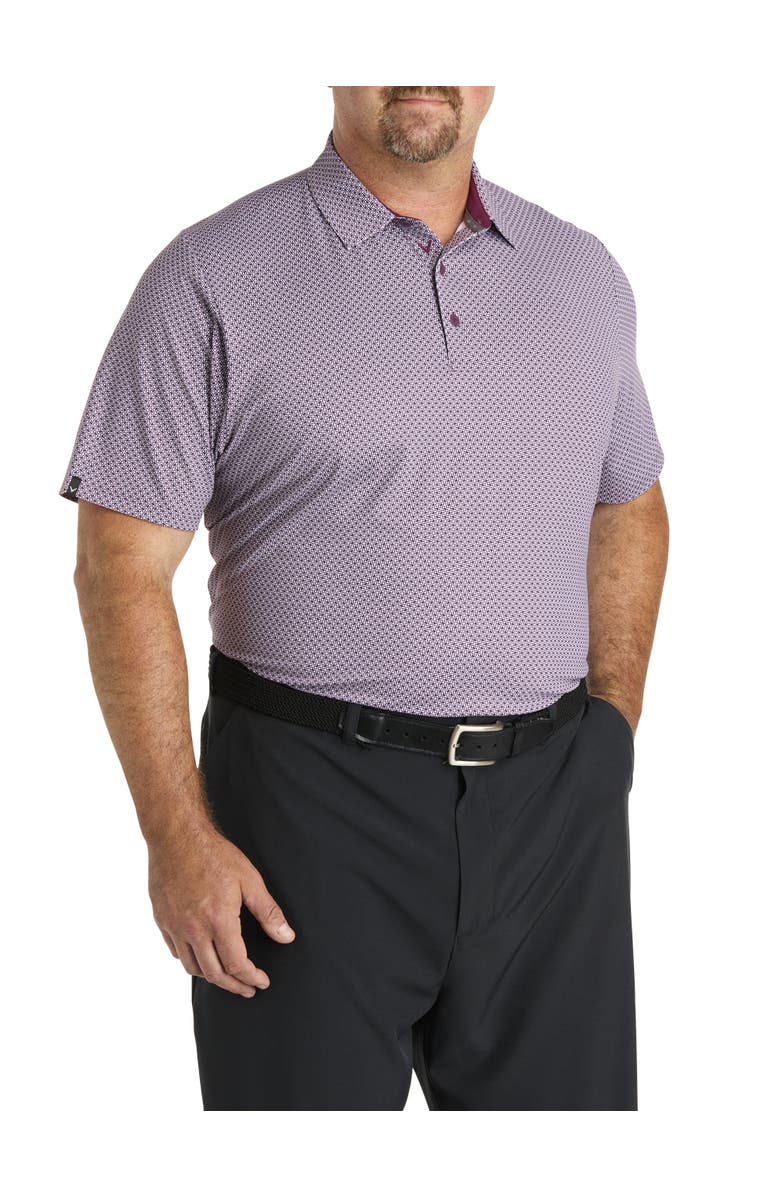 Callaway Big & Tall Chevron Printed Performance Polo Shirt, Main, color, Grape Wine