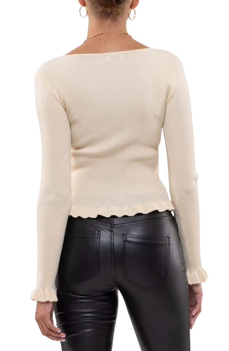 Blu Pepper Rib Ruffle Sweater, Alternate, color, Cream