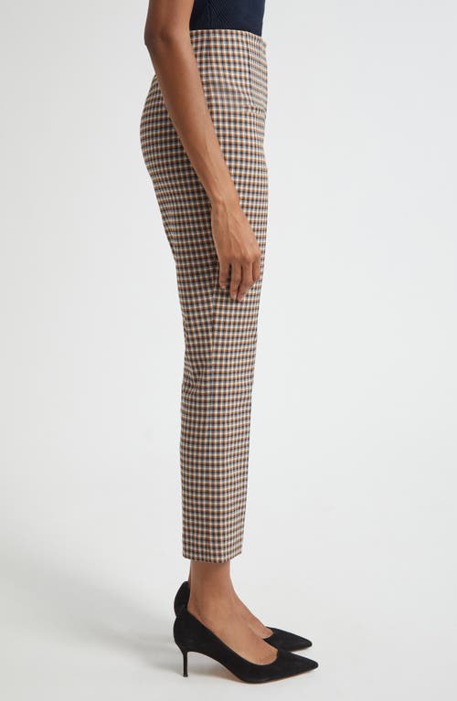 Veronica Beard Kean Houndstooth Slim Cropped Pants In Gold