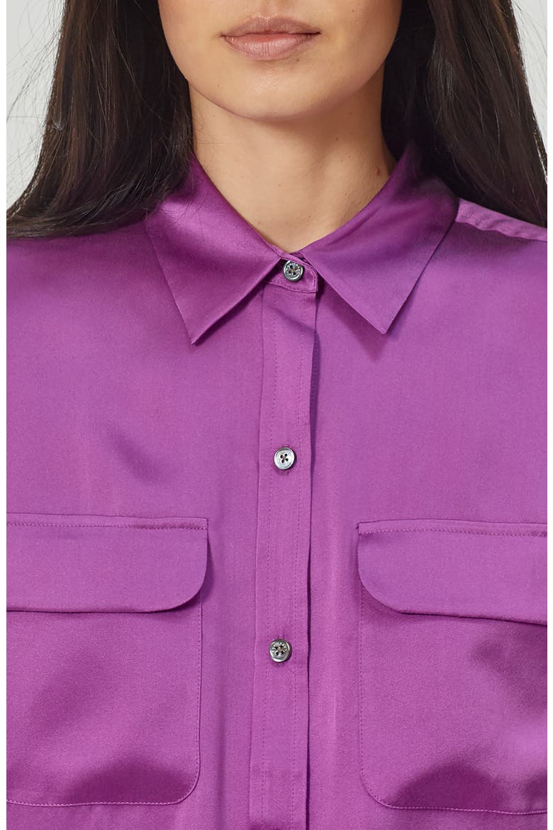 Signature Long Sleeve Silk Blouse, Alternate, color, DHLIA