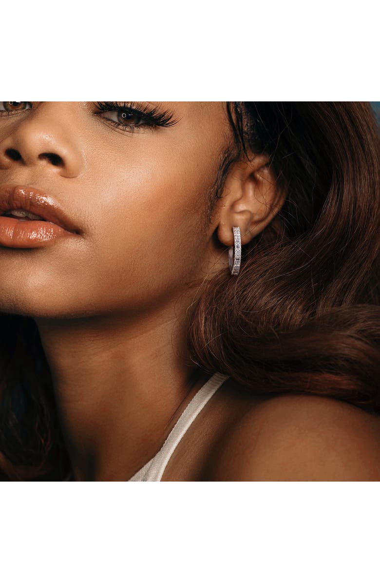 DELMAR Created Moissanite Hoop Earrings, Alternate, color, White