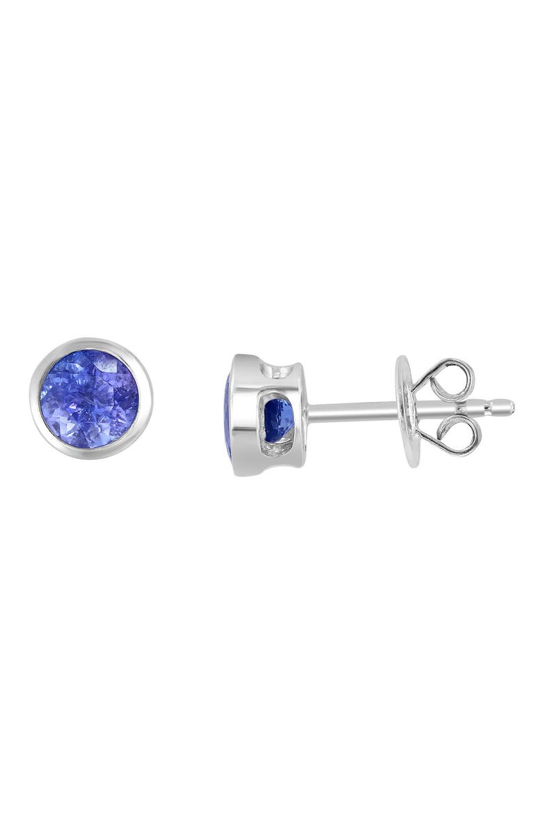 Sterling Silver Round Tanzanite Stud Earrings, Alternate, color, PURPLE