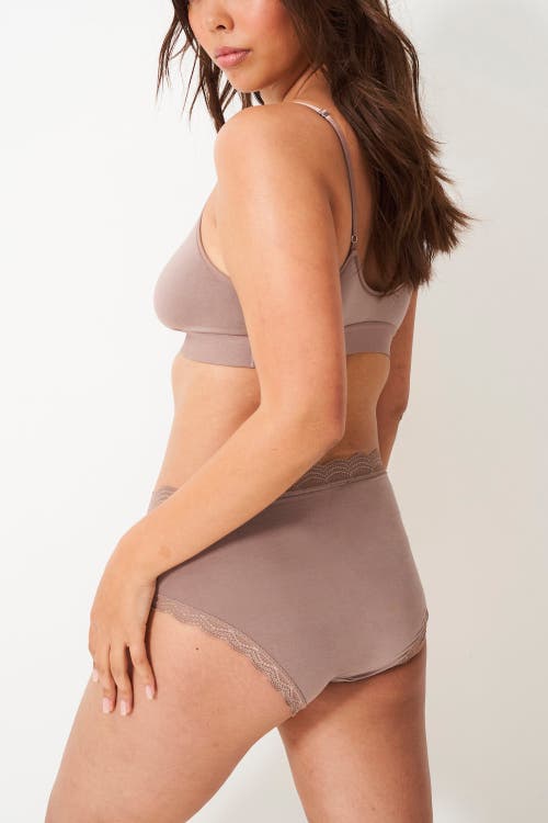 Stripe & Stare High Rise Knickers Four Pack In Mocha Essentials