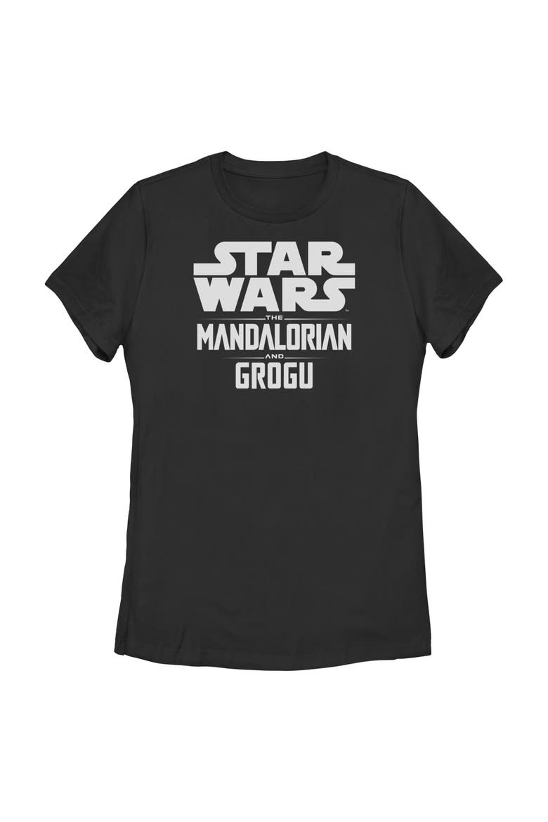 Women's Star Wars The Mandalorian and Grogu Official Bold Logo  Graphic T-Shirt, Main, color, Black