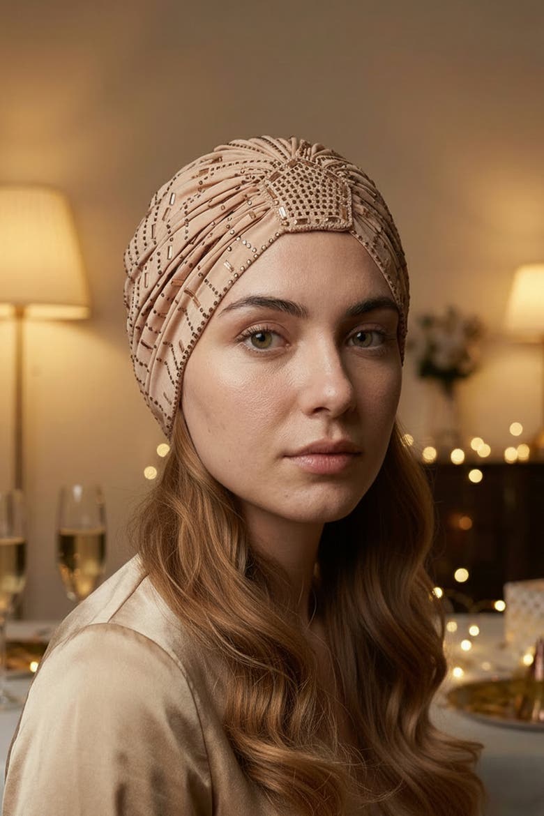 Sahara Glow Crystal Headwrap, Alternate, color, Beige