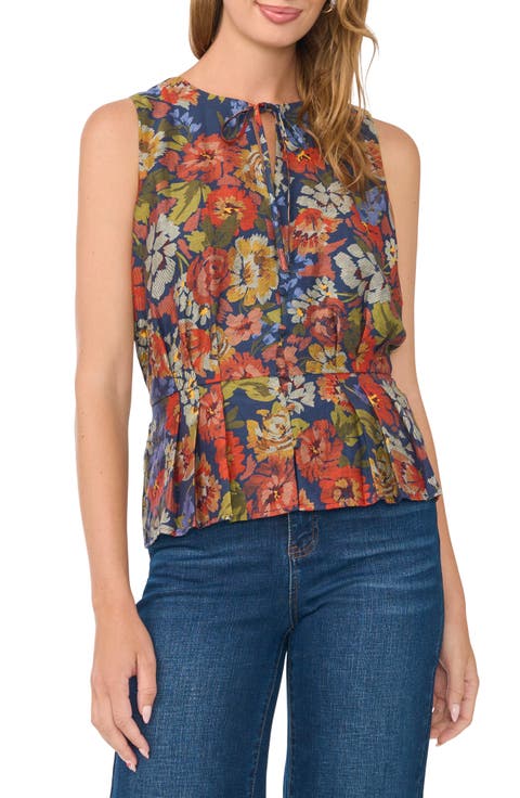 Pleated Peplum Sleeveless Top