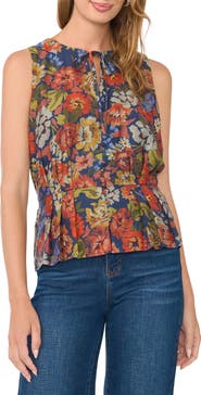 Vince Camuto Pleated Peplum Sleeveless Top