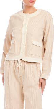 FIFTEEN TWENTY Myra Stripe Contrast Trim Crop Jacket