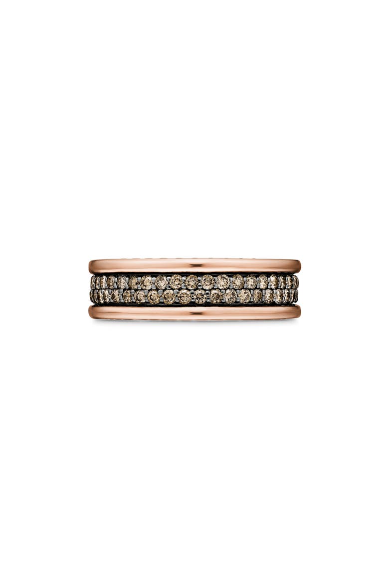 Streamline 2-Row Pavè 18K Rose Gold Band Ring, Main, color, ROSE GOLD/ COGNAC DIAMOND