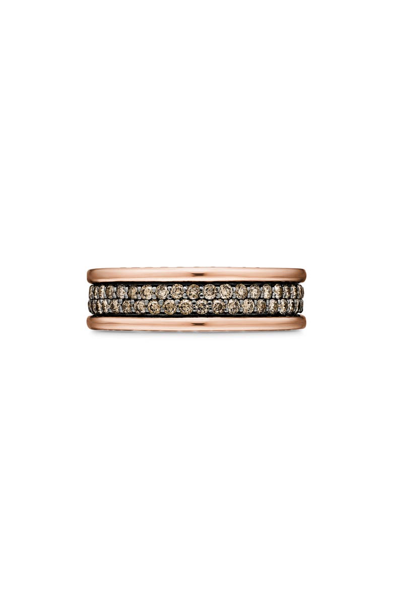 David Yurman Streamline 2-Row Pavè 18K Rose Gold Band Ring, Main, color, 