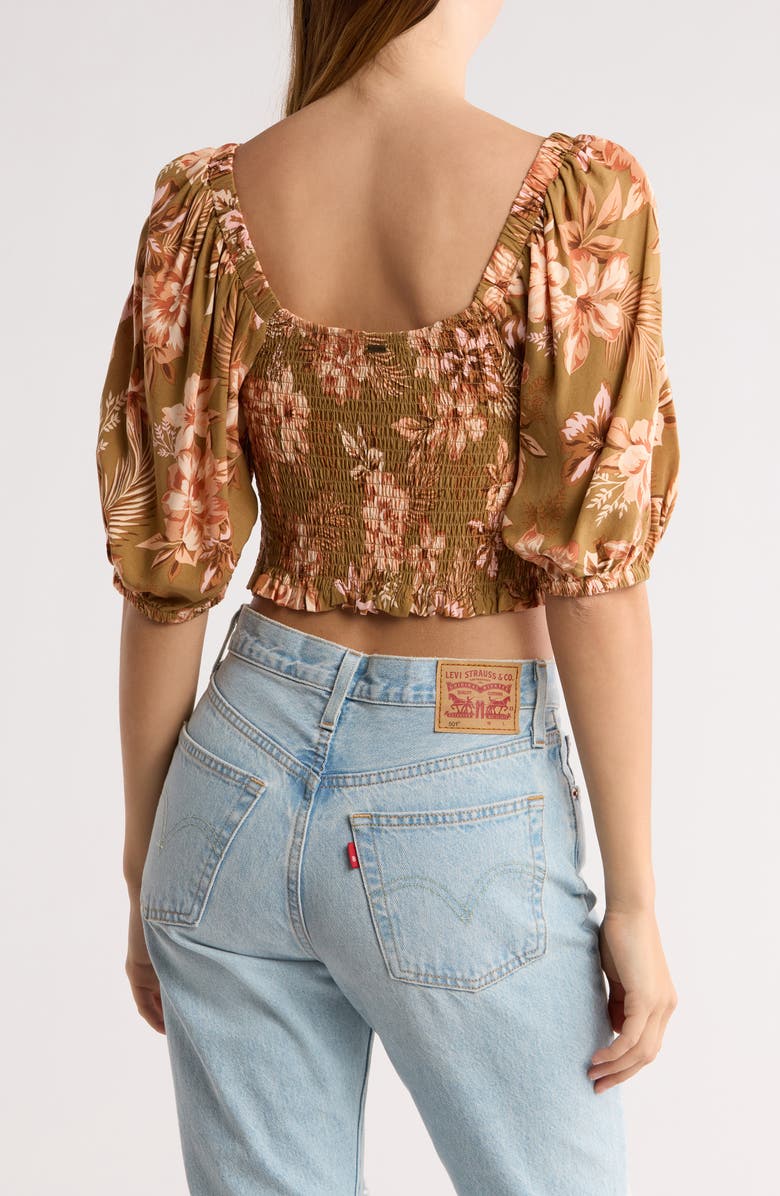 Rip Curl Desert Dreams Smocked Puff Sleeve Top, Alternate, color, Bronze