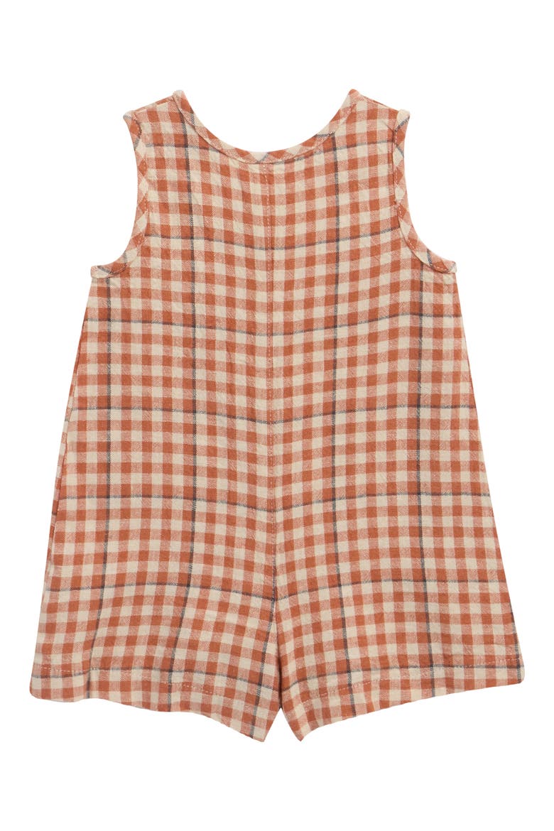 Mavrick Gingham Cotton Romper, Alternate, color, POPPY