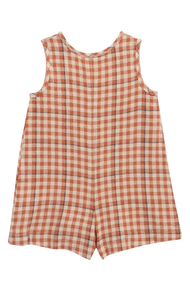 Rylee + Cru Mavrick Gingham Cotton Romper, Alternate, color, Poppy