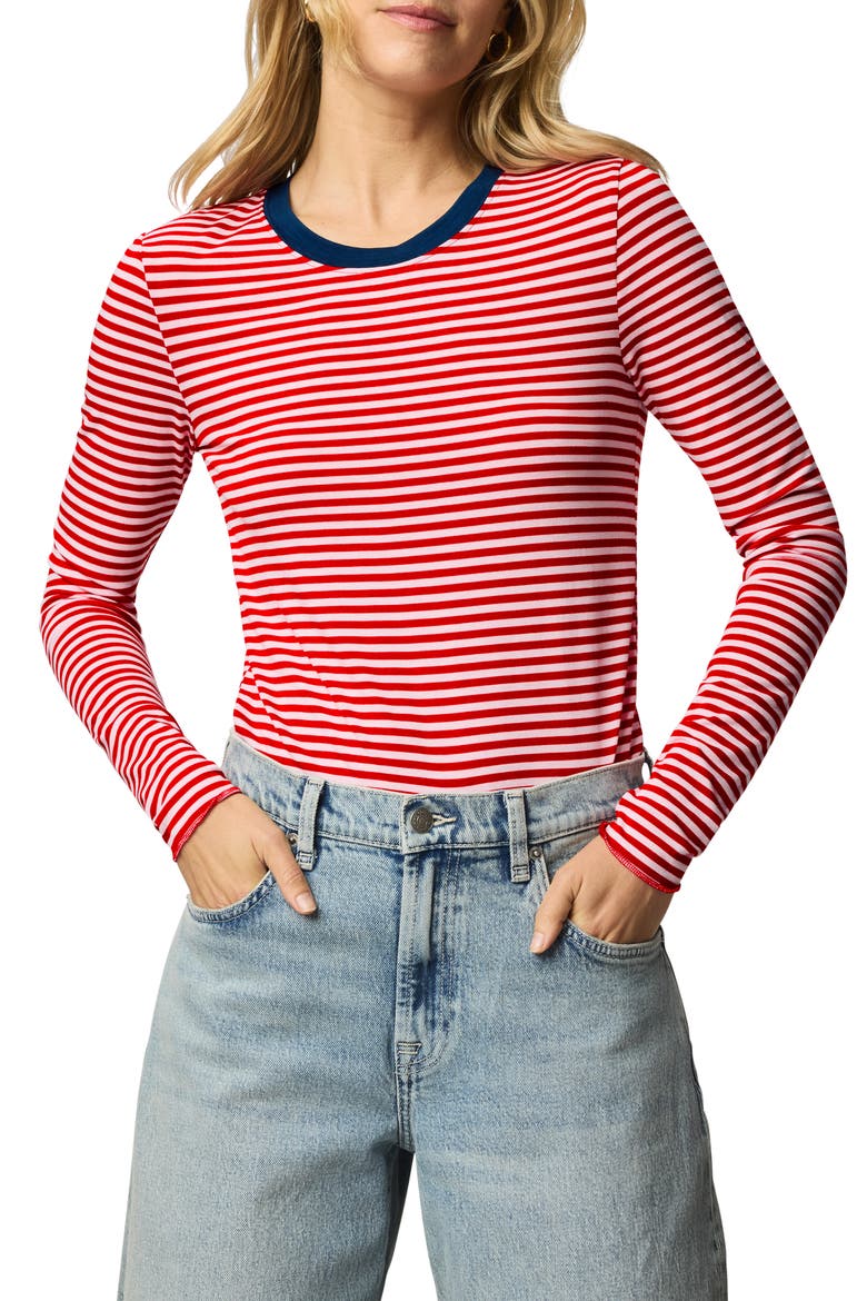 Stripe Long Sleeve Tee, Main, color, NAVY BLUE/ ROUTE/ WHITE