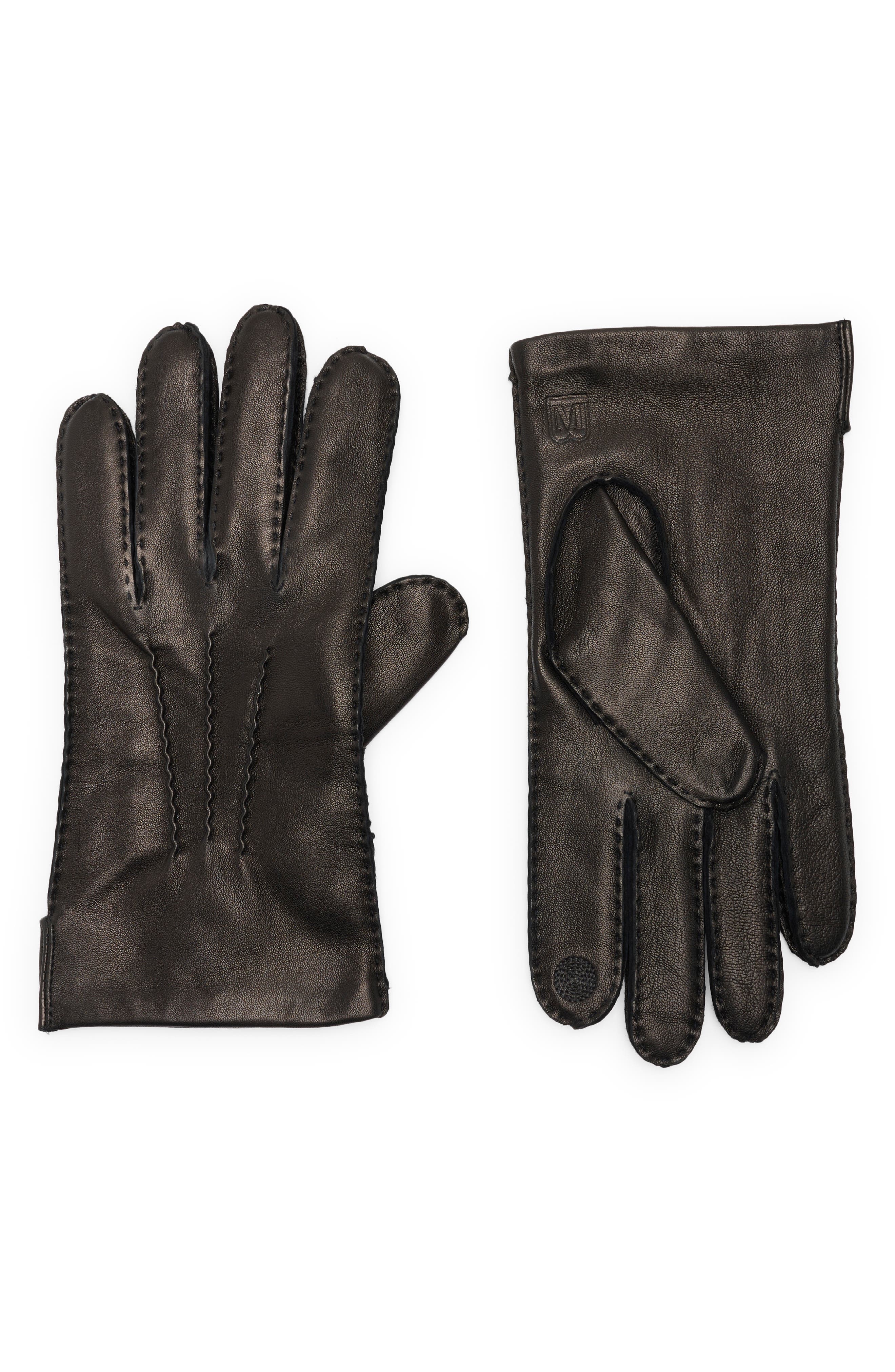 Bruno Magli Cashmere Lined Leather Touchscreen Gloves
